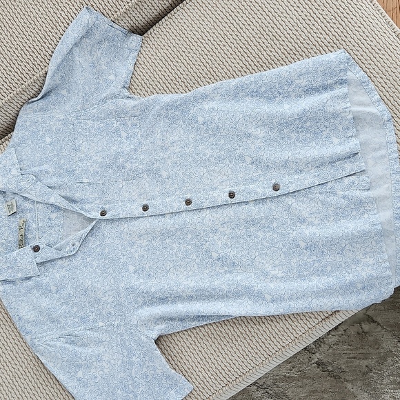 Men's Blue Patterned Shirt, Batek Bay, Small - Picture 1 of 4